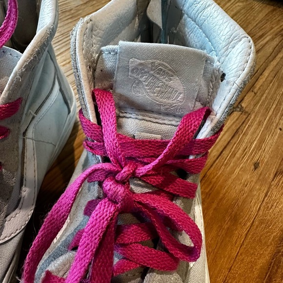 Vans High Top Suede Girls Zip Sneakers Pale Blue Sequin Unicorn - Picture 9 of 11